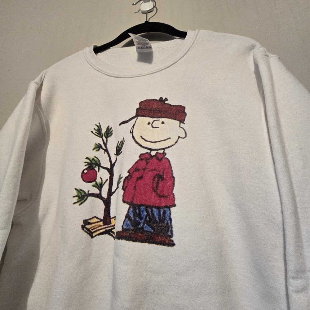 Vtg 90s 80s Charlie Brown Sweatshirt SM Jerzees Holiday Christmas Tree - Picture 3 of 9